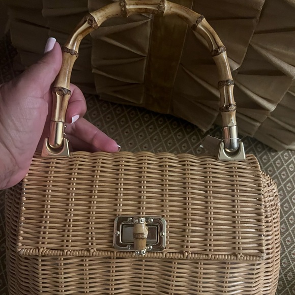 J. McLaughlin Bags J Mclaughlin Wicker Handbag With Bamboo Handle